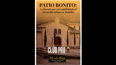 portada especial patio boito medellin fondo Parroquia Santa María de los Dolores bajo una luz cálida, acompañada de los distintivos "CLUB PRO: LA INTELIGENCIA DE LOS GRANDES NEGOCIOS" y "Medellín: TECNOLOGÍA, RESTAURANTES Y GENTE LINDA".documentado por la Revista Club PRO bajo la dirección de Carlos DeMente, y la codireccion de Doly Peñaranda